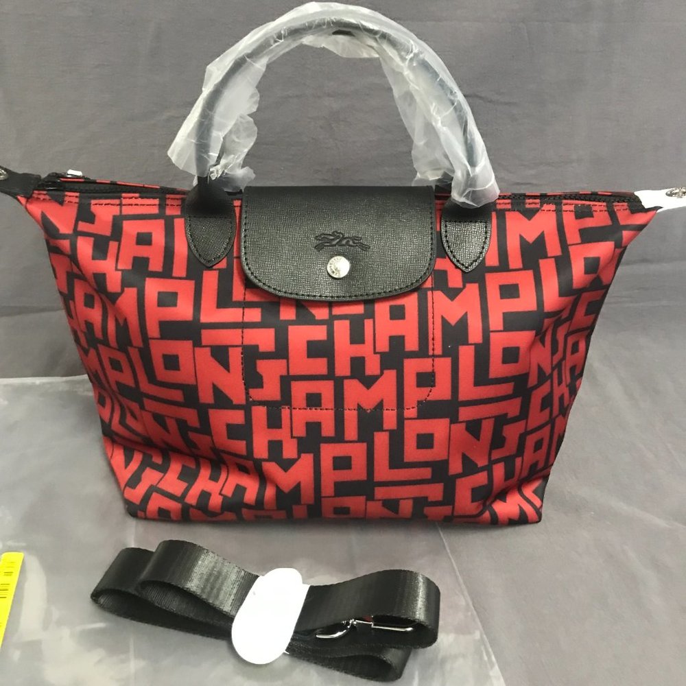 Longchamp Le Pliage Black Brick Red LGP